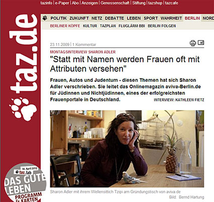 Montagsinterview mit Sharon Adler in der TAZ vom 23. November 2009